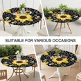 thumbnail image 6 of Water-Repellent Sunflower Round Tablecloth with Elastic Edge, Soft Polyester Cover for 44-52" Dining Tables, 6 of 6