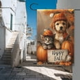 thumbnail image 6 of Welcome Fall Cat and Dog 18x12 Inch Durable Polyester Seasonal Garden Flag, Floral Welcome Banner, Double-Sided Outdoor Decor, 6 of 10
