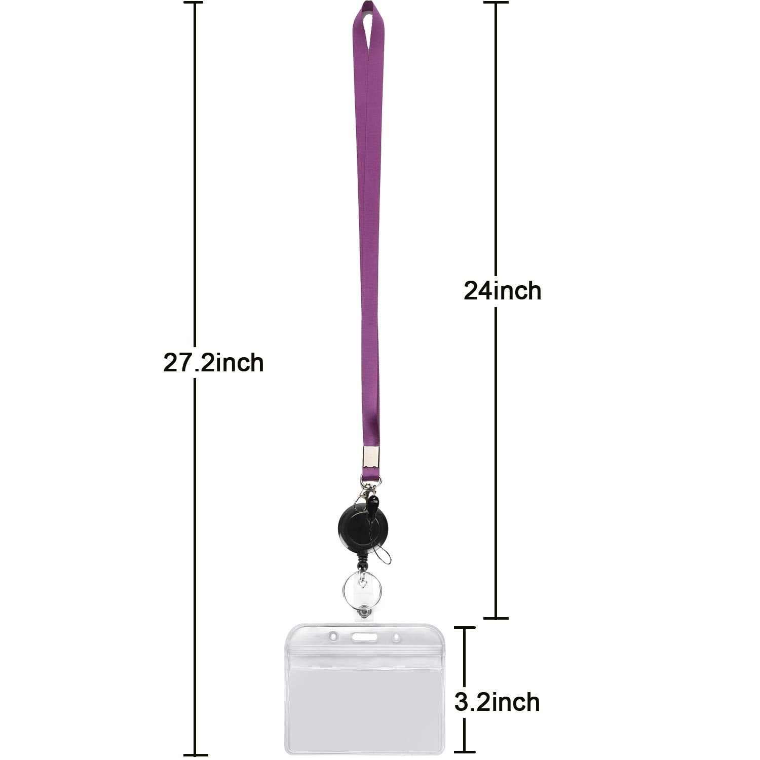2 Pack ID Badge Holders with Purple Lanyards Office Neck Strings Strap Grey  Lanyard with Horizontal Heavy Duty id Holder PVC Name Tag Card Holder  Waterproof Resealable Clear Plastic 