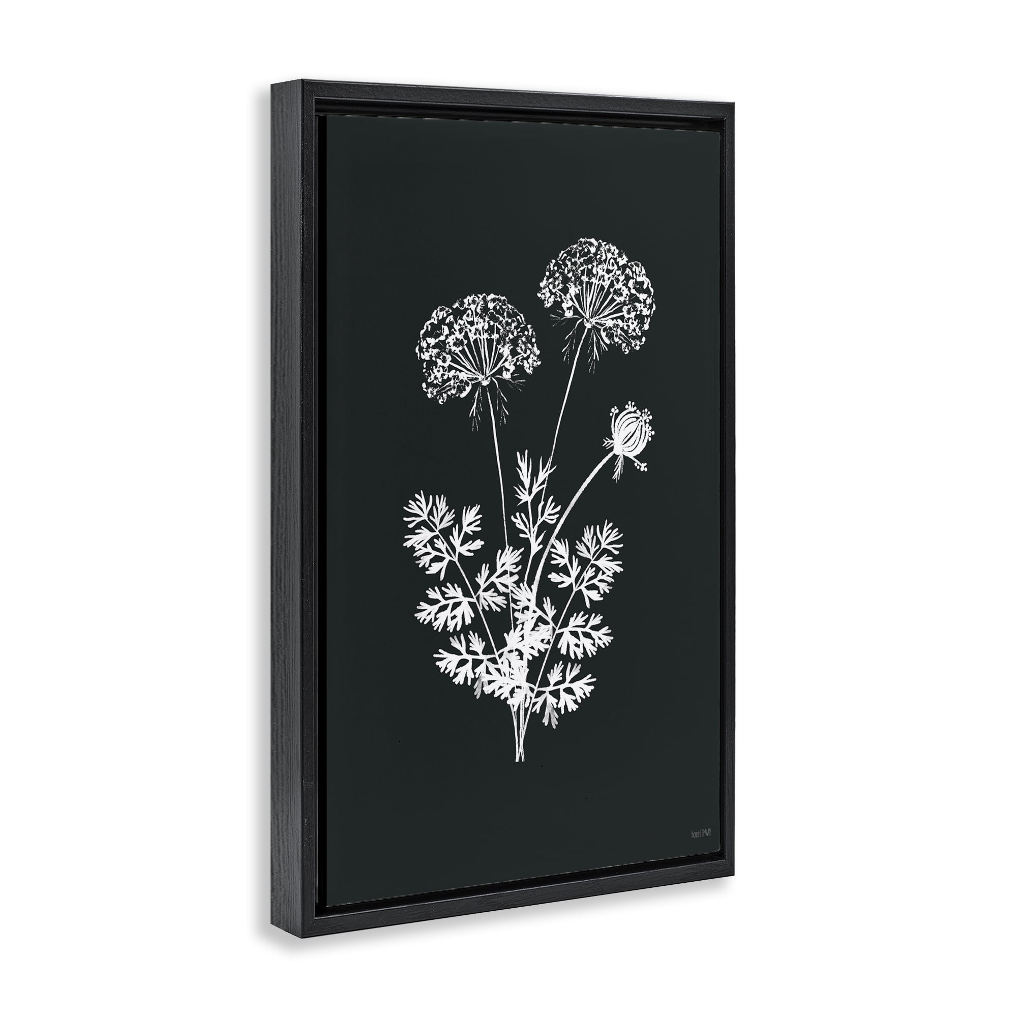 Stupell Industries Black Herb Bunches Botanical & Floral Painting Black Floater Framed Art Print Wall Art, 17 x 25