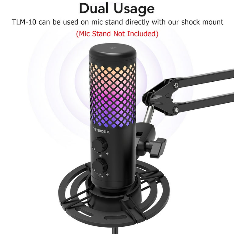  RGB Gaming Microphone, Professional High Sensitivity Shockproof  USB Computer Condenser Mic Kit with Tripod for Streaming, Twitch, Online  Chat : Electronics