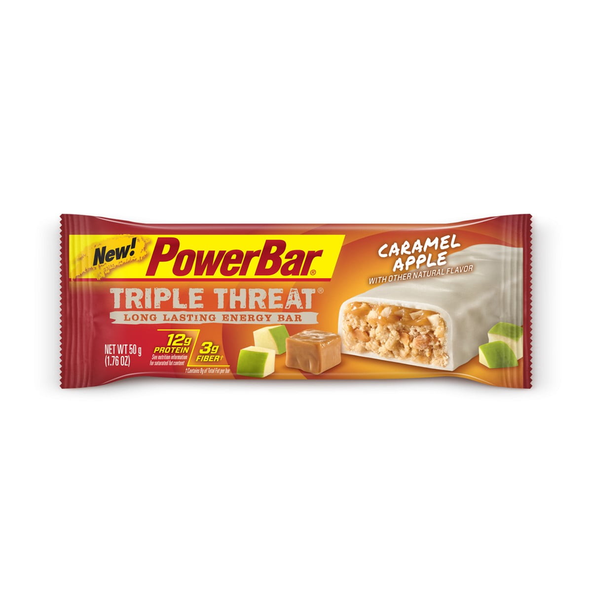 PowerBar Triple Threat Protein Bar, Caramel Apple, 1.77 Oz (Innerpack of 15)