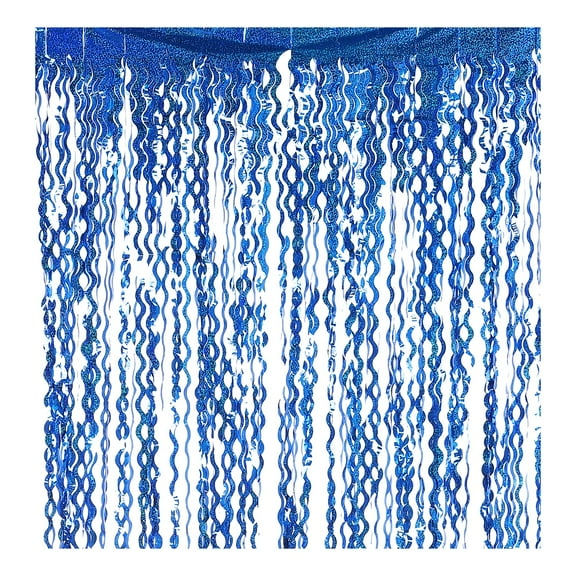 3 Pack Party Backdrop Decoration, 1mx2m Tinsel Streamer Foil Fringe Curtain Streamers for Parties Backdrop Decoration Christmas Wedding Birthday Photo Booth, Blue
