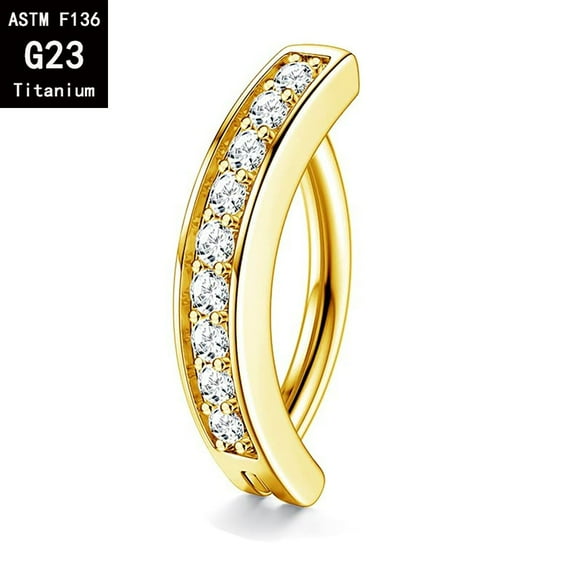 Zhuge 14G Belly Button Ring，Surgical Stainless Steel Hinged Belly Button Rings Belly Barbell Piercing Navel Barbell Body Jewelry 2PCS，Golden (diamond set)