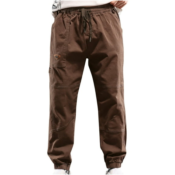 Big and Tall Mens Cargo Pants Vintage Solid Multi-pocket Work Trousers Patchwork Workout Fitness Joggers Outdoor Pant