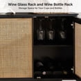 thumbnail image 4 of Tina's Home Modern Rattan Buffet Sideboard with 4 Doors,  Bar Cabinet with LED Light and 4 Adjustable Shelves Black, 4 of 9