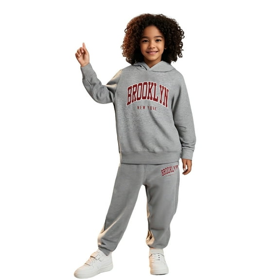 LIUYUNNN Kids Girls Boys Sweatsuit Set 2PC Long Sleeve Letter Pullover Basic Hoodie and Jogger Sweatpants Fall Winter Clothes Boys Jogger Set 5-6 Years Boys Girls Fall and Winter Outfits