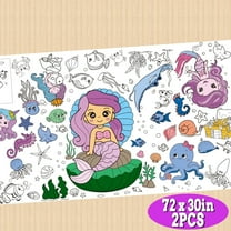 Giant Coloring Poster 30 x 72 Inch Mermaid Large Coloring Poster Tablecloth for Birthday School Classroom Home Party Decorations 2Pcs