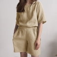 thumbnail image 2 of Moda mujer Casual verano sólido cuello redondo manga corta Top + pantalón corto conjunto Wmkox8yi bvn224, 2 of 9