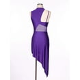 thumbnail image 4 of MSemis Women One Shoulder Lyrical Modern Dance Dress Ballet Leotard Purple XXL, 4 of 6