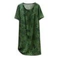 thumbnail image 1 of GPOECD Robe de Nuit d'Été pour Femme à Manches Courtes et Col Rond, Mince, Grande Taille, Ample, Imprimée, Pyjama pour Femmes, Douce en Viscose, Tenue d'Intérieur 16_Green,One Size, 1 of 4