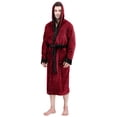 thumbnail image 1 of Bata de baño con capucha de felpa NY Threads para hombre L/XL color burdeos, 1 of 6