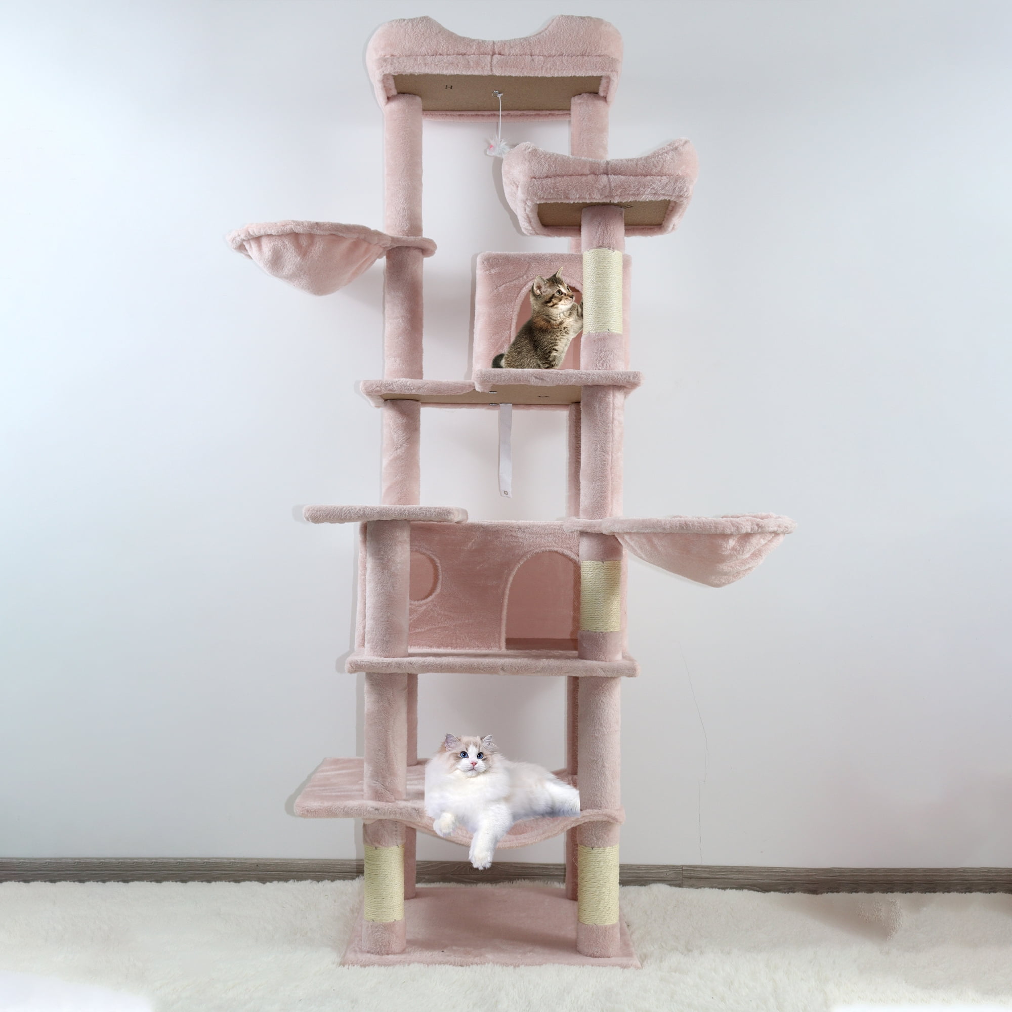 6-Level Cat Tree, Removable Cushions, Sisal Scratching Posts, Cozy Hideaways & Hammocks