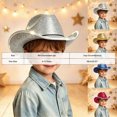 thumbnail image 4 of NOLDARES Halloween Sparkly Kids Cowboy Hat Boys Girls Western Glitter Cowgirl Party Hats(Hot Pink,9-15 Y), 4 of 5