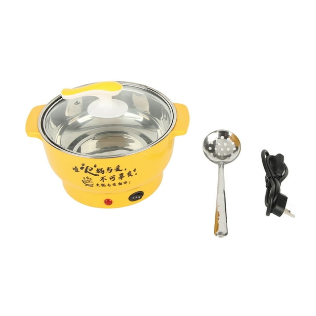 Olla eléctrica de 1,8 l, 400 a 800 W, acero inoxidable, 2 modos de cocción, protección contra sobrecalentamiento, color amarillo