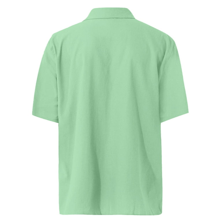 Huresd Men's Wrinkle Free Untucked Cuban Shirt Business Casual Button Down Tops Short Sleeve Solid Color Shirt Mint Green 3XL Huresd Men's Wrinkle Free Untucked Cuban Shirt Business Casual Button Down Tops Short Sleeve Solid Color Shirt Mint Green 3XL