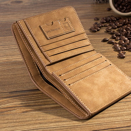 Mens Leather Bifold Wallet Slim Hipster Cowhide Credit Card and Inserts ...