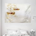thumbnail image 1 of Christmas Tapestry, Gold Color Xmas Balls with Swirled Ribbons and Stars Abstract Background, Wall Hanging for Bedroom Living Room Dorm Decor, 80W X 60L Inches, Brown Yellow Beige, by Ambesonne, 1 of 2