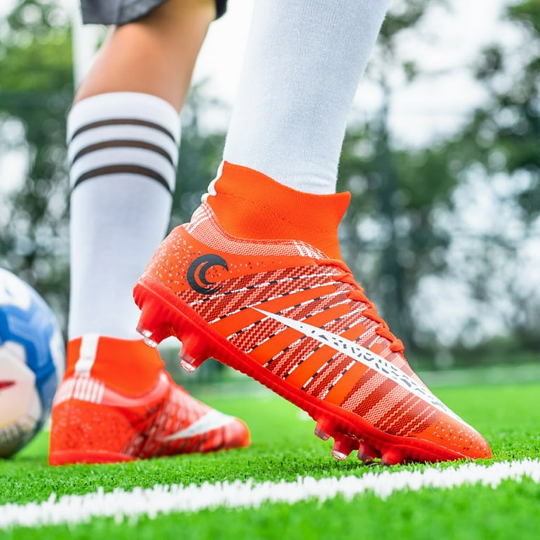 FULORIS Mens Footbal Boots Orange Soccer Cleats
