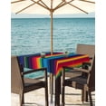 thumbnail image 3 of Fsddascl Mexico Striped Outdoor Tablecloth - 54x54 Inch Square Dining Table Cover, Geometric Boho Red Orange Blue Green Waterproof Outdoor Table Cloth with Umbrella Hole & Zipper for Picnic/Patio, 3 of 7