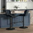 thumbnail image 2 of HOMCOM Tabouret de Bar Ensemble de 2 Chaises de Comptoir en Tissu à Hauteur Réglable Noir, 2 of 10