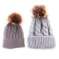 thumbnail image 2 of 2pcs / Set Sombreros y Gorras de Invierno Punto Casquillo de Gorrita Tejida Gris Salvador Mamá niños sombreros, 2 of 7