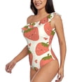 thumbnail image 3 of Yiaed Hand Drawn Strawberry Print Women One Piece Swimsuits Tummy Control One Shoulder Bathing Suits Pattern Ruffle Swimwear-Small, 3 of 8