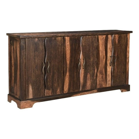 Taran Designs Darcy 6-door Live Edge Solid Wood Sideboard in Dark Brown