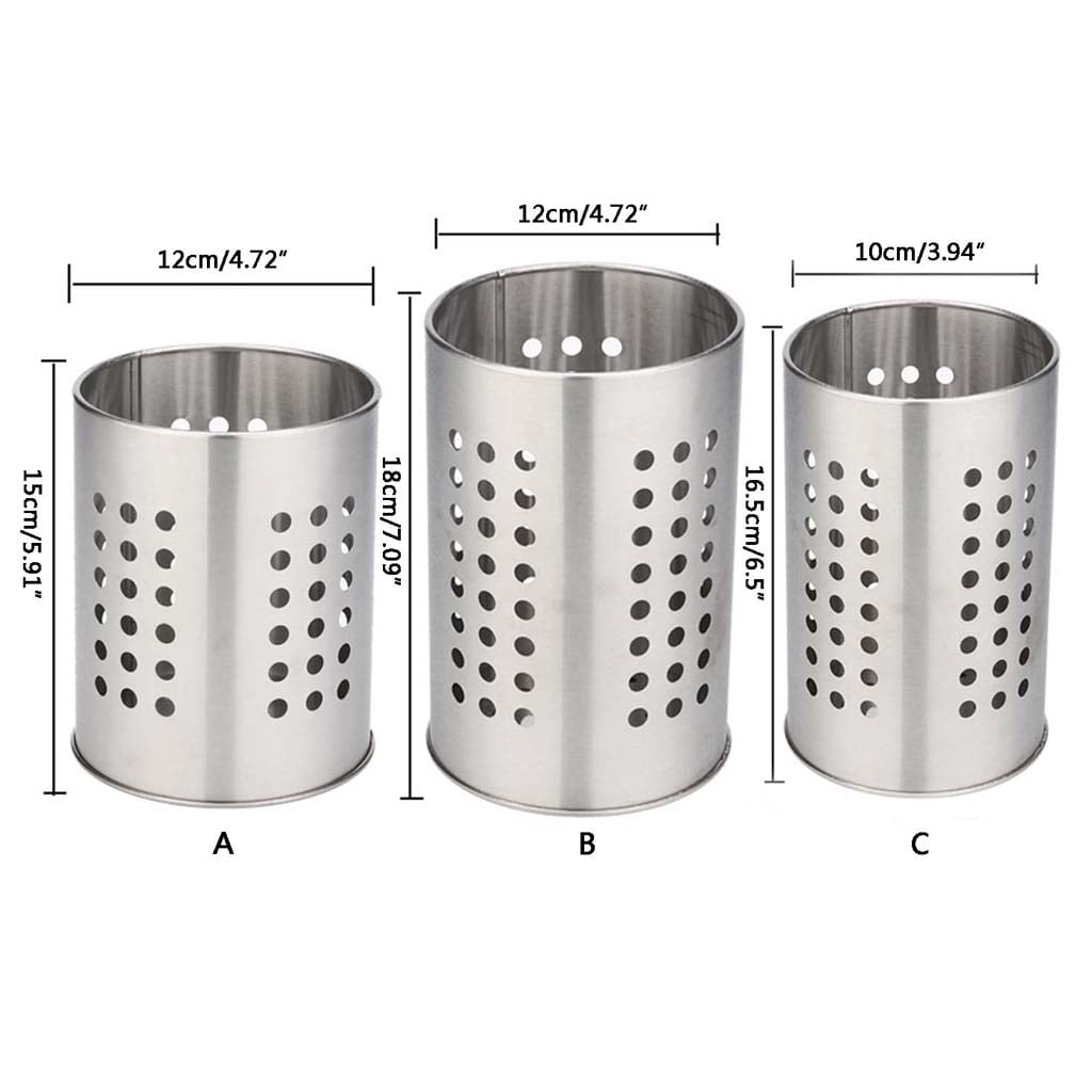 Oasiva Stainless Steel Kitchen Cooking Utensils Holder Crock Drainer Flatware Caddy Cut