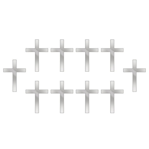10 adornos acrílicos en forma de cruz para tarta, de lujo, decorativos, para Año Nuevo. Plata