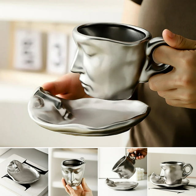Dvkptbk Coffee Cups Facial Art Personalized Ceramic Concentrated Beauty Style Black Tea Coffee Cup Valentine's Day Wedding Gift Valentines Day Gifts