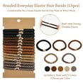thumbnail image 2 of allydrew Braided Elastic Hair Ties for Women, No Damage Hairbands for Thick Ponytails (15pcs), Browns, 2 of 6