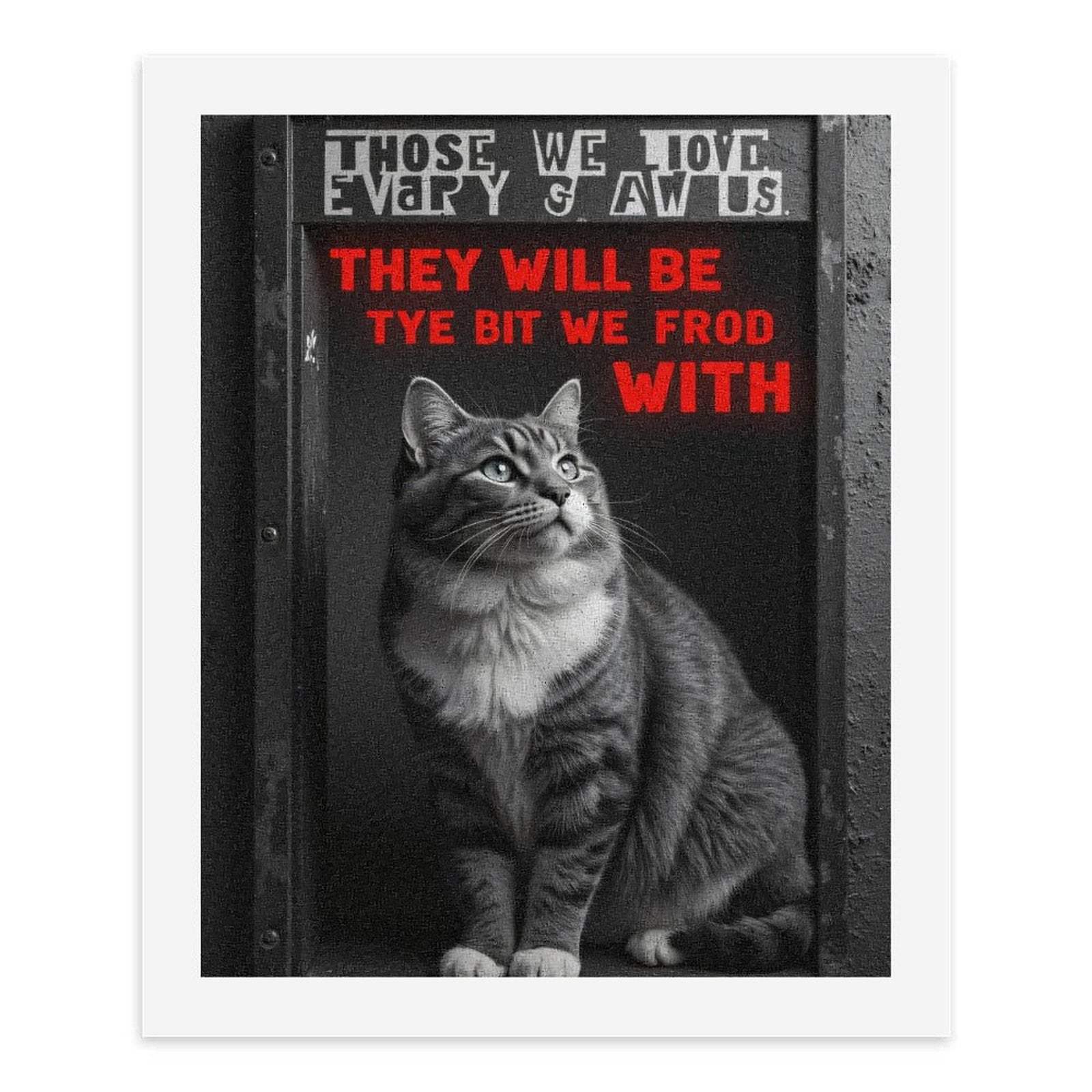 Paint By Numbers Kit for Adults Beginner - DIY Cat In Frame With Text Art Canvas Painting Kits for Adults, Frameless Paint By Number for Adults for Home Wall Decor 16x20 Inch