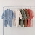 thumbnail image 4 of Traje de otoño e invierno para niños, franela con forro polar, grueso, cálido, elegante, ropa de casa, pijama, traje de dos piezas para niños y niñas, 4 of 6