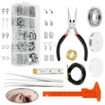 thumbnail image 1 of 1 Set Jewellery Making Kit Pliers Silver Beads Wire Starter Tool Home DIY / Wire Jewelry Making Starter Kit Repair Tools, 1 of 11