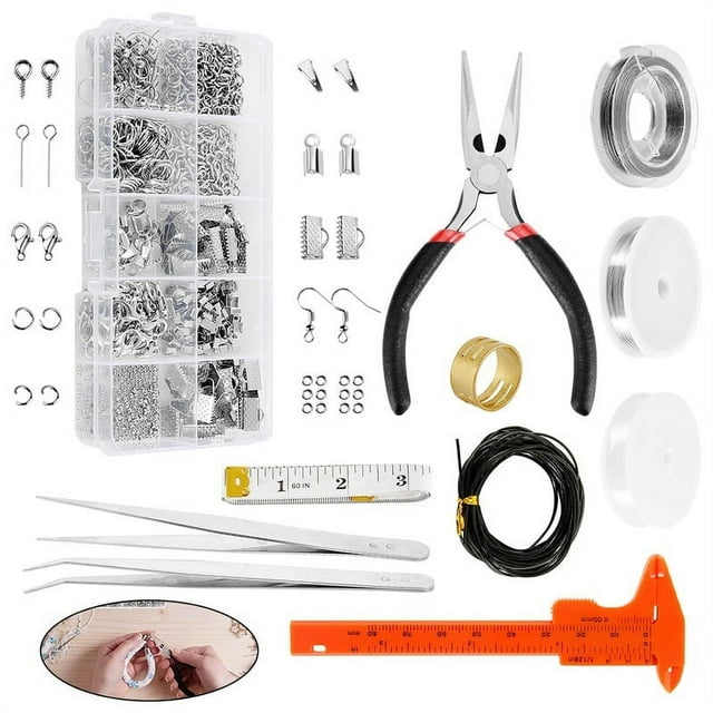 1 Ensemble Kit de Fabrication de Bijoux Pinces Perles Argentées Outil de Démarrage en Fil Maison Bricolage / Kit de Démarrage pour Fabrication de Bijoux en Fil Outils de Réparation