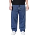 thumbnail image 2 of Men's Plus Size Loose Fit Straight Leg Jeans, Wide Leg Casual Denim Pants for Street Style Fashion, Comfortable and Roomy Trousers for Everyday Relaxed Wear and Urban Outfits Dark Blue XXXXL, 2 of 4