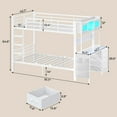 thumbnail image 2 of Plonmago Twin Over Twin Bunk Bed with Desk,Twin Size Bunk Beds with LED Light & Charging Station,Metal Bed with Safety Guardrail,Ladder,Space Saving,White, 2 of 9