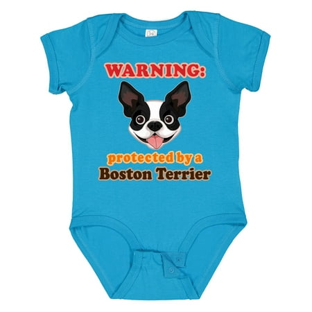 

Inktastic Boston Terrier Dog Protected by Gift Baby Boy or Baby Girl Bodysuit