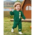 thumbnail image 3 of 6 Months Baby Girls Clothes 12 Months Girl 2PCS Fall Winter Outfits Cute Flower Infant Girls Long Sleeve Sweatshirt Top Pants Clothing Set Green, 3 of 6