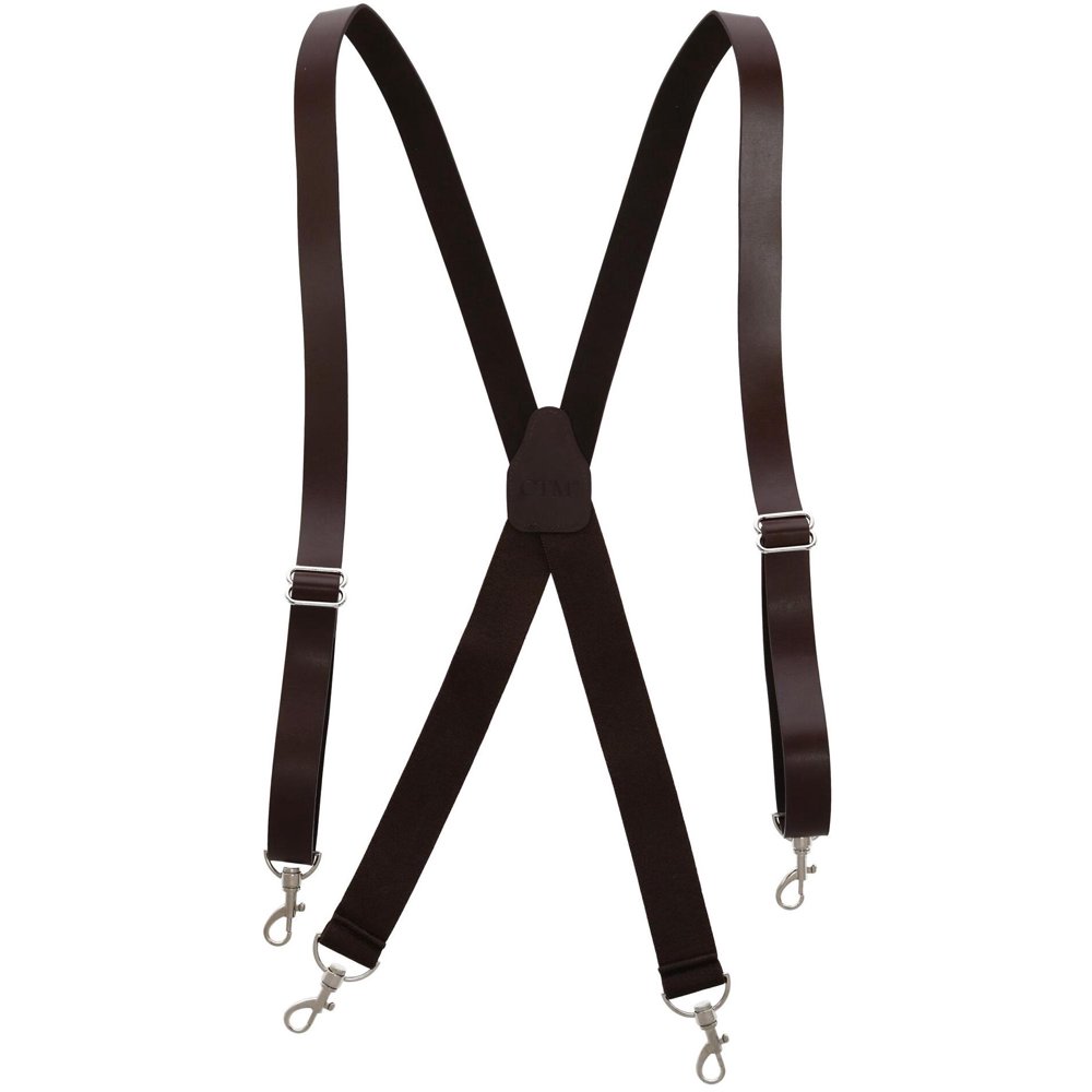CTM CTM® Smooth Coated Leather Suspenders with Metal Swivel Hook Ends