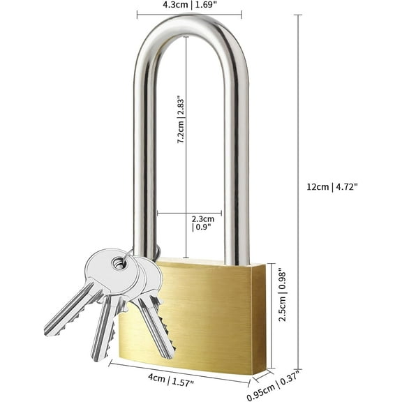ZHZFKQ 2026 New 1Pcs Outdoor Padlock Weatherproof,Long Padlock,Solid Brass Padlock Waterproof Rustproof Long Locks for Fence,Shed,Storage Unit,School,Toolbox,Garage,Gym,Locker with Key