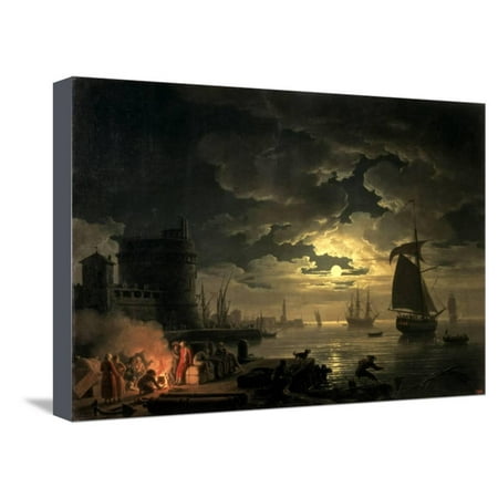 1750 Framed Canvas - The Harbour of Palermo, 1750 Stretched Canvas Print Wall Art By Claude Joseph Vernet