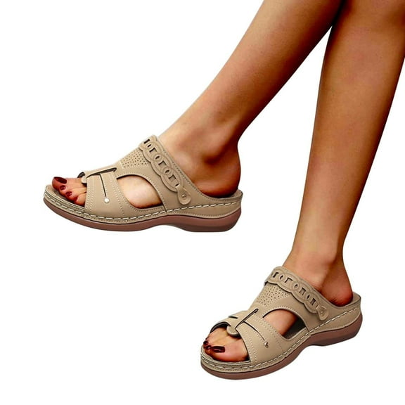 Orthopedic Wedge Sandals for Women Dressy Slip on Wedges Sandals with Arch Support, Casual Comfortable Summer Beach Walking Shoes