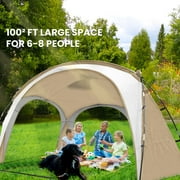 UNP Easy Beach Tent 12 X 12ft Pop Up Canopy UPF50+ Tent with Side Wall, Ground Pegs, and Stability Poles, Sun Shelter Rainproof, Waterproof for Camping Trips, Backyard Fun, Party Or Picnics (Khaki)