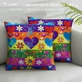 thumbnail image 3 of ARISTURING Boho Vintage Pillow Covers, Hippie Peace Sign Throw Pillow Covers, 1970S Groovy Flower Cushion Covers, Retro Rainbow Stripes Decorative Square Pillow Cases Bedroom Decor, 3 of 5