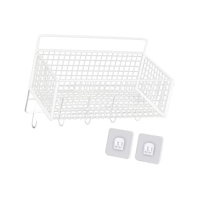 Cesta De Almacenamiento De Gabinete Cesta De Alambre De Acero Resistente Para Frutas Verduras Snacks Blanco M Con Gancho SM SunniMix Cesta de almacenamiento colgante