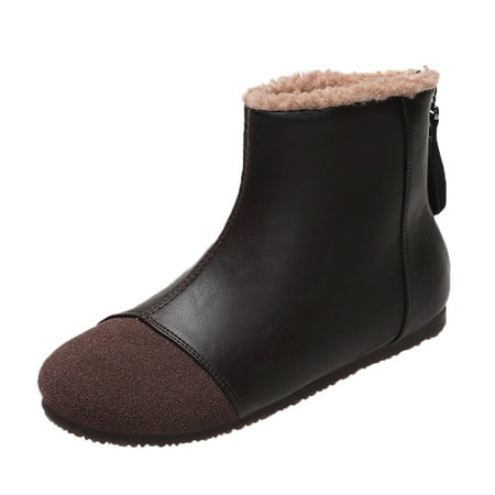 

Qufokar Womens Mid Calf Snow Boots Women S Boots & Booties Lug Sole Women S Boots Fashion Plus Stitching Back Ankle Zipper Flat Shoes Women S Boots