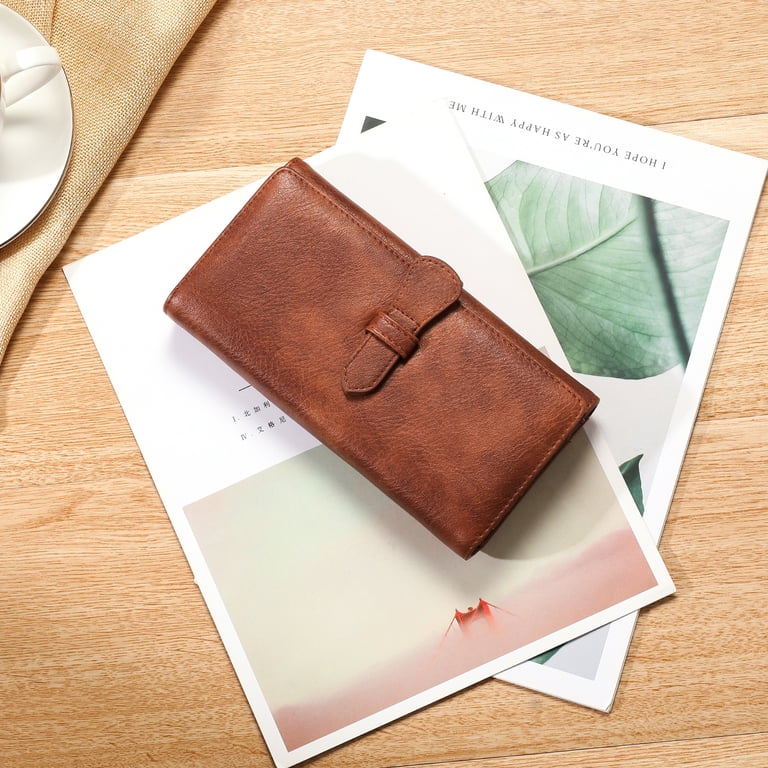 GOIACII Women's Trifold Wallet, Black Genuine Leather RFID photo 4