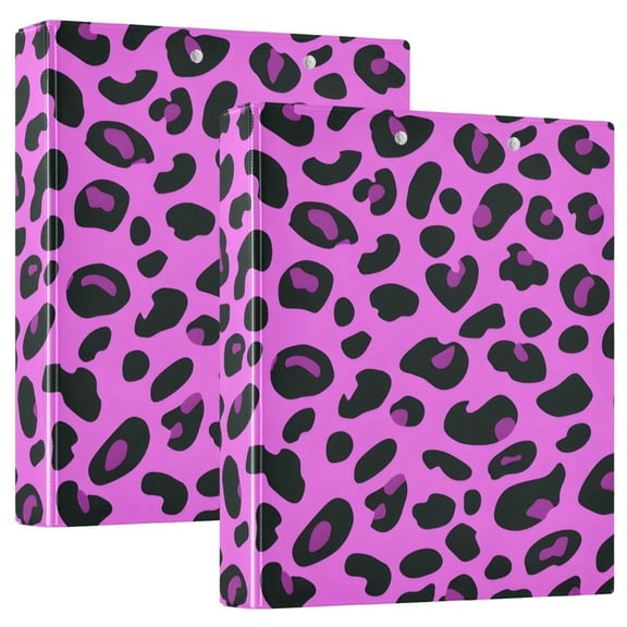 ALAZA Leopard Hardcover 3 Ring Binder 1.5" Round Rings Interior Pockets Binders Organizer 2 Pack